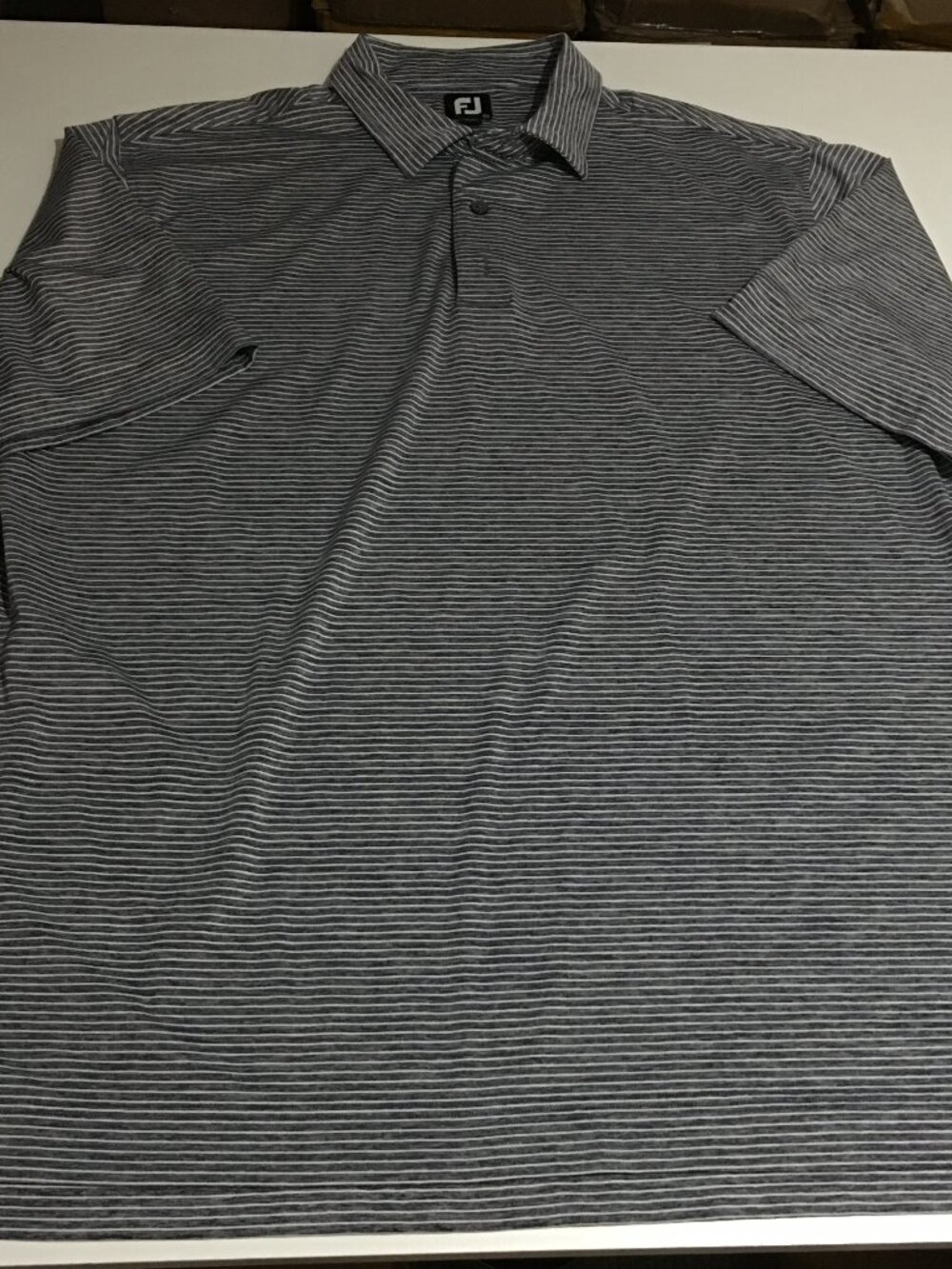 FootJoy FJ Polo Shirt Men XL Gray Striped Golf Performance Athletic Fit